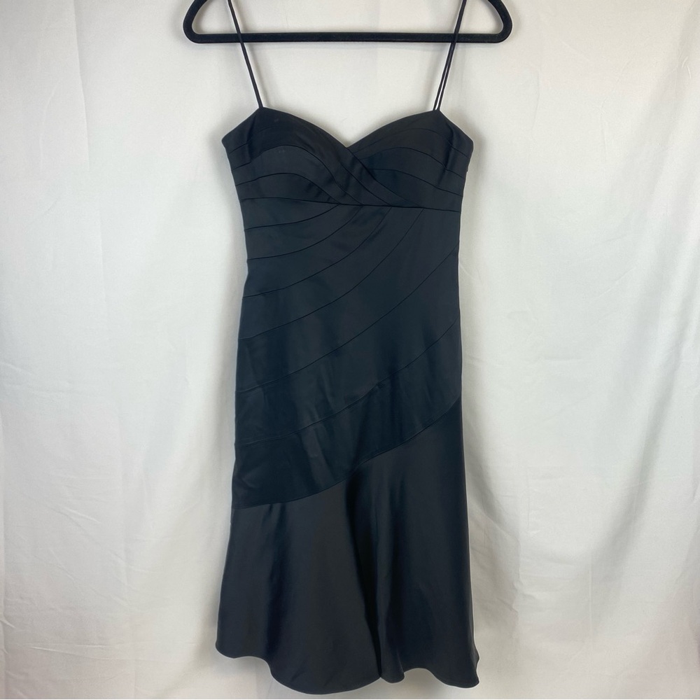 Vintage Cache 90s Y2K Evening Midi Dress Black Sweetheart Neckline